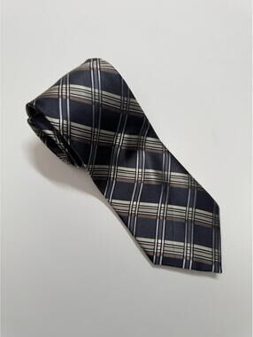 Pronto Uomo Men's 100% Silk Tie Charcoal Plaid